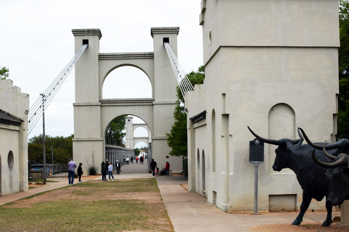 277 The historic suspension bridge over the Brozos River at Waco is now a pedestrian bridge.jpg